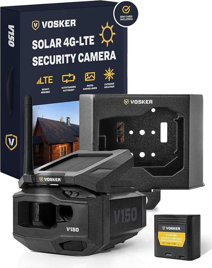 Vosker V150 Solar-Powered LTE Cellular Home Security Outdoor Camera | Motion