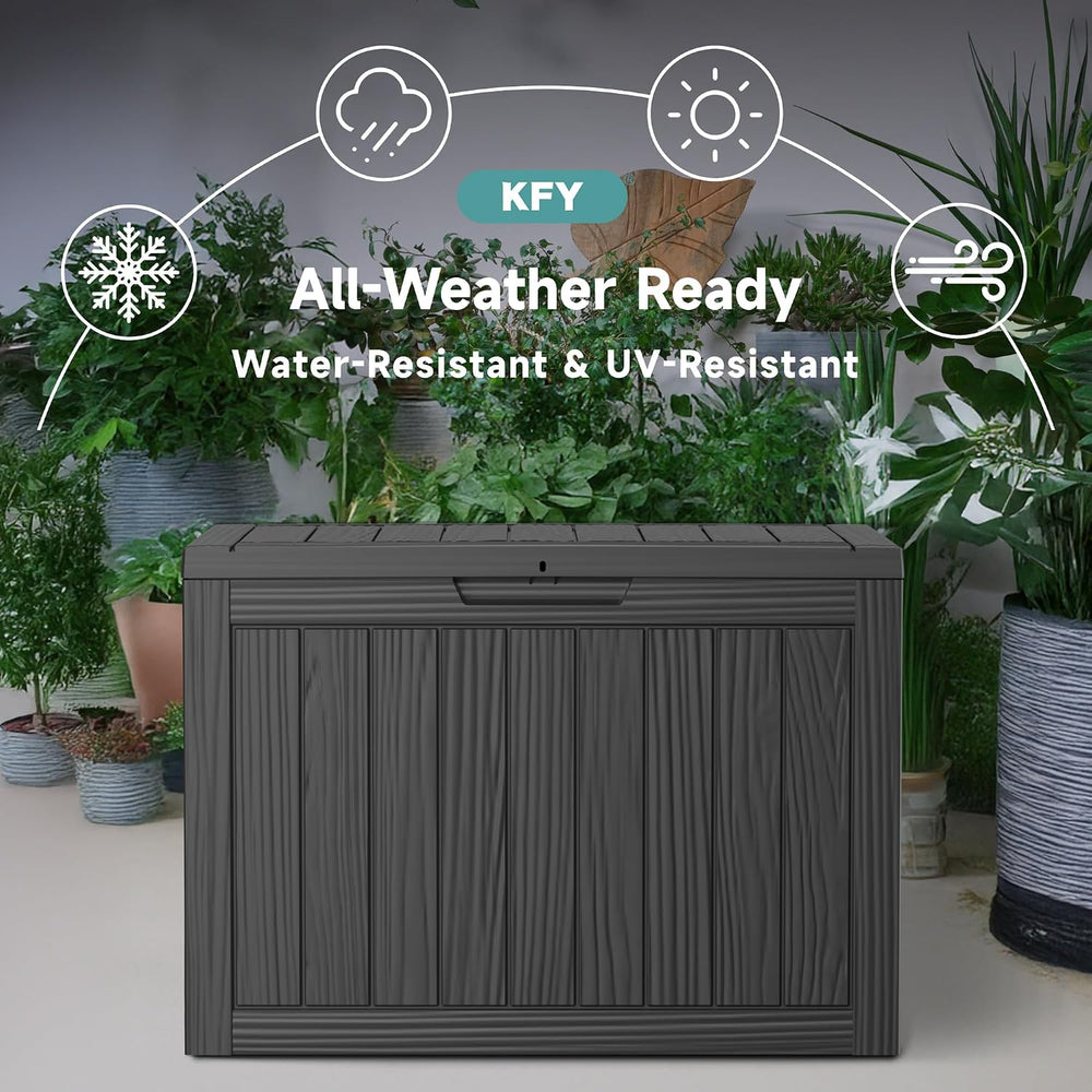 45 Gallon Waterproof Resin Deck Box, UV Resistant Outdoor Storage for Garden,...