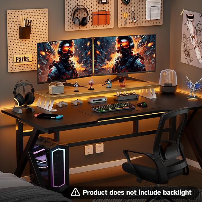 NestNeat Dual Monitor Stand Riser, 39 Inch Large Wood Monitor Stands
