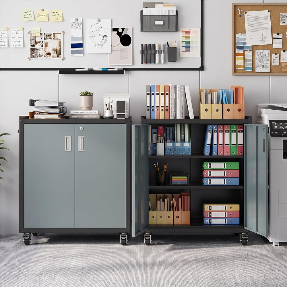 LCAOPC Metal Storage Cabinet with Wheels - Lockable, Rolling Tool Cabinet for...