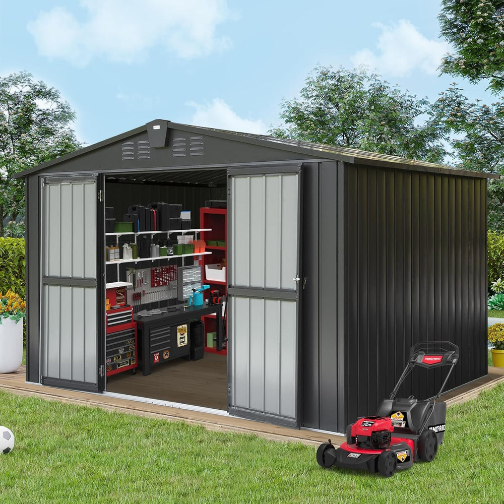 Domi Outdoor Storage Shed 10x8 FT, Metal Shed Storage House with Lockable Dou...
