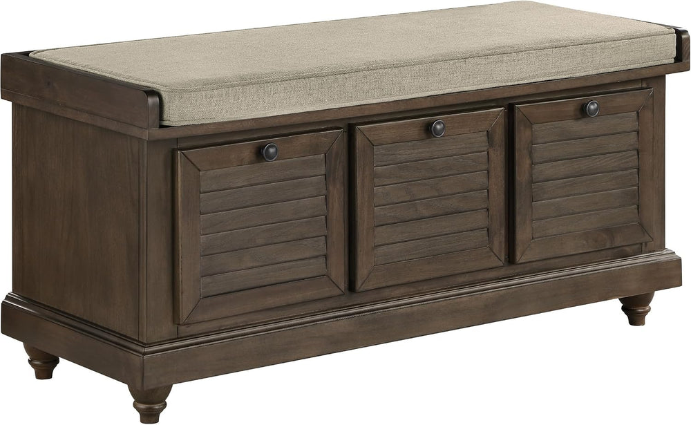 OSP Home Furnishings Dover Coastal Lift-Top Storage Bench with Shutter Face S...