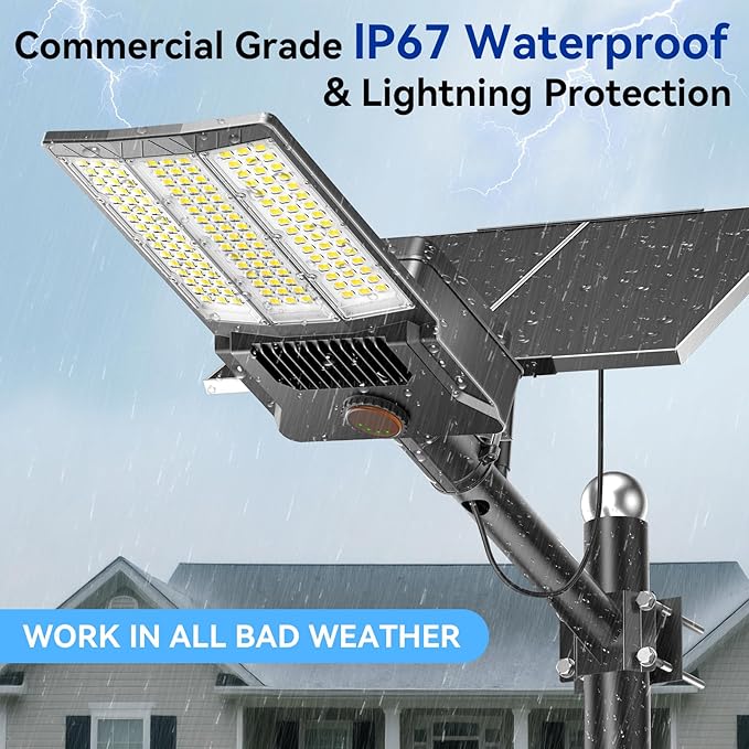Deepn Solar Street Light 12000W Aluminum Commercial Grade Solar Parking Lot