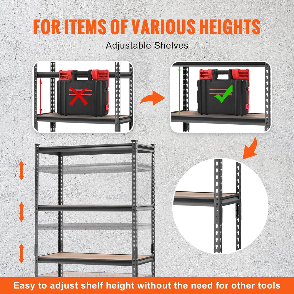 VEVOR Storage Shelves 5-Tier Adjustable 2000 lbs Shelving Unit 36"x18&qu...