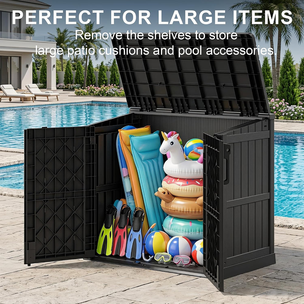 Outdoor Storage Box & Cabinet 36 Cu Ft, Patio Storage Box, Black