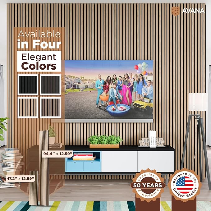 Avana Acoustic Wood Wall Panels – 94.4 X 12.6 Inch White Oak Acoustic Panels ...