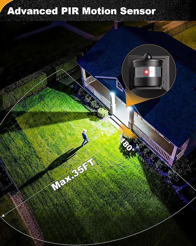 LTBLIGHT 2-Pack Motion Sensor Outdoor Lights, Modern Black Dusk to Dawn Porch