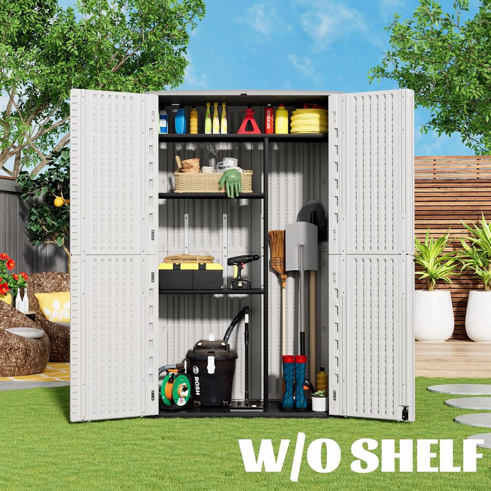 Mrosaa Outdoor Storage Cabinet Waterproof,Resin Vertical Storage Shed Lockabl...