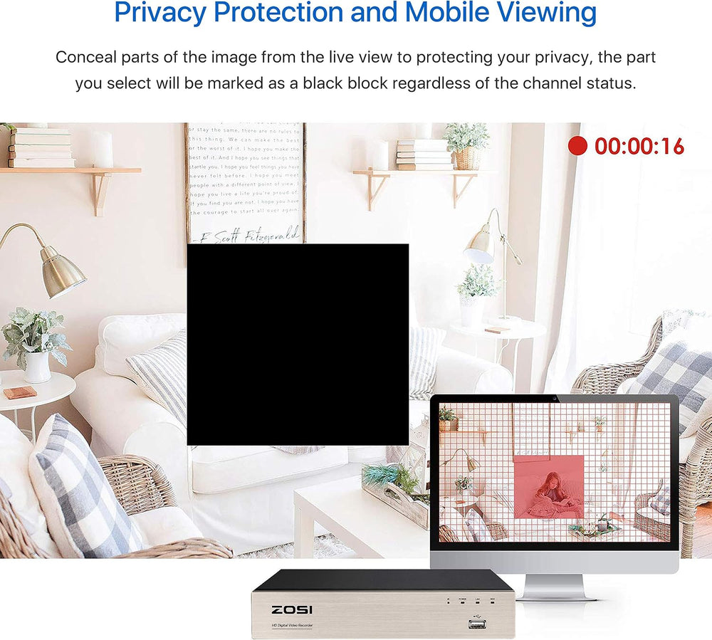 ZOSI 1080P Home Security Camera System, 4X Wired Bullet Cameras, No HDD