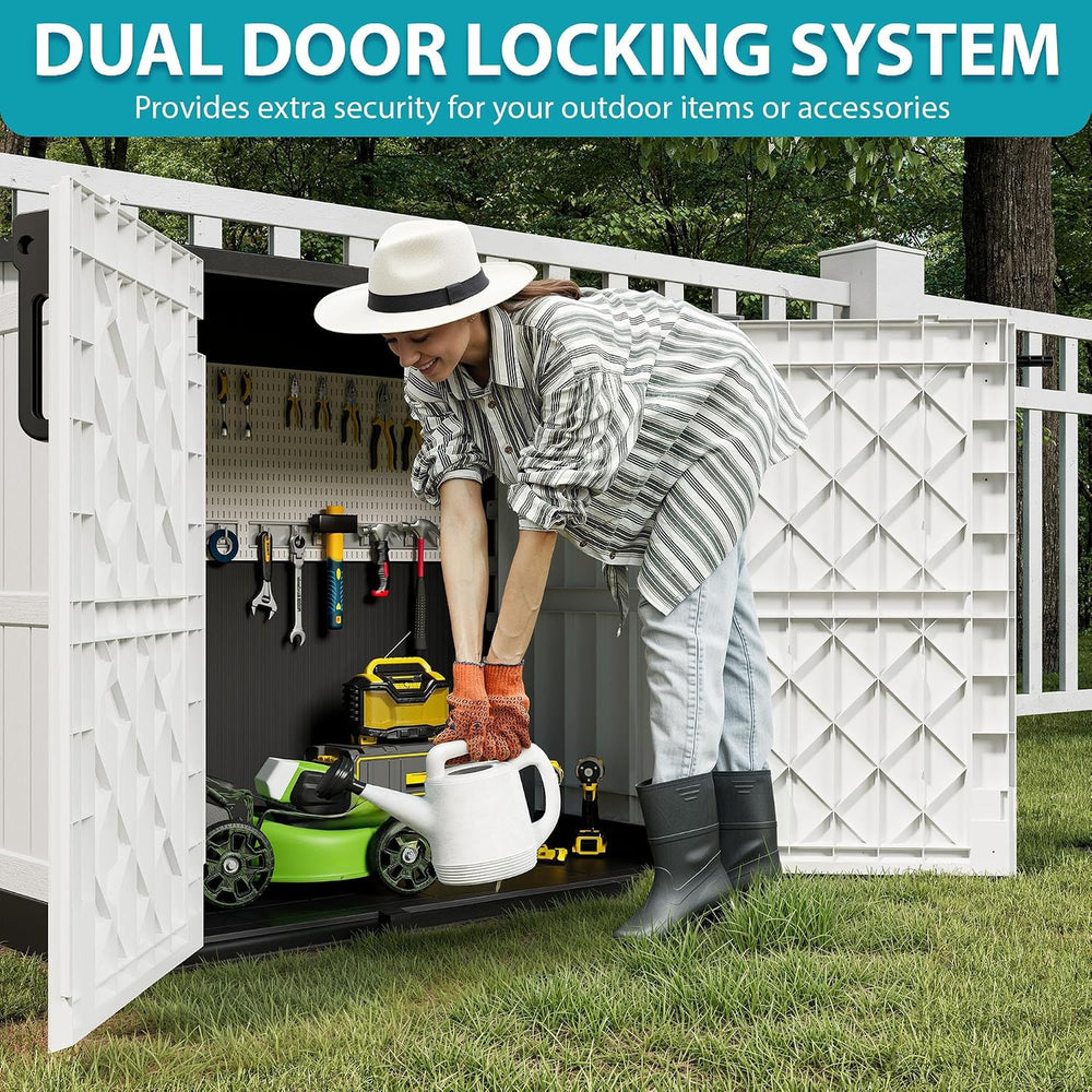Outdoor Storage Shed 36 Cu Ft with Lockable Doors, Waterproof Storage Box for...