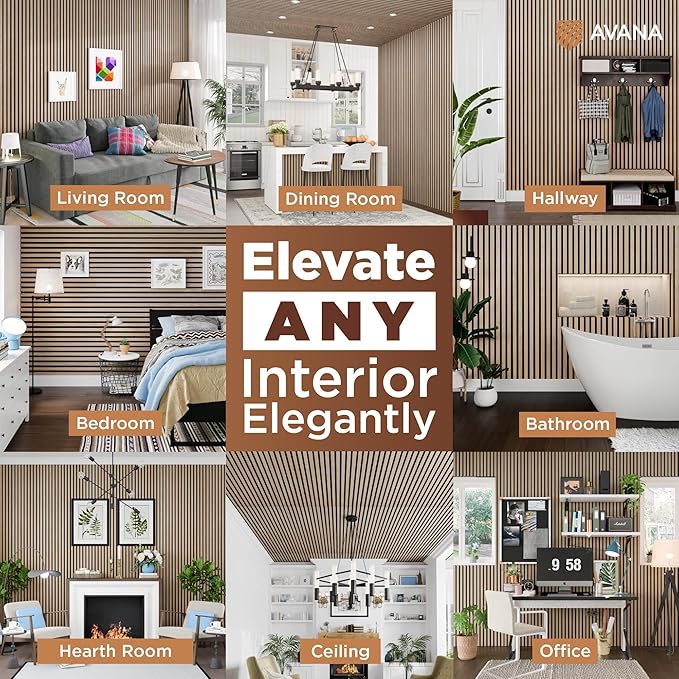 Avana Acoustic Wood Wall Panels – 94.4 X 12.6 Inch White Oak Acoustic Panels ...