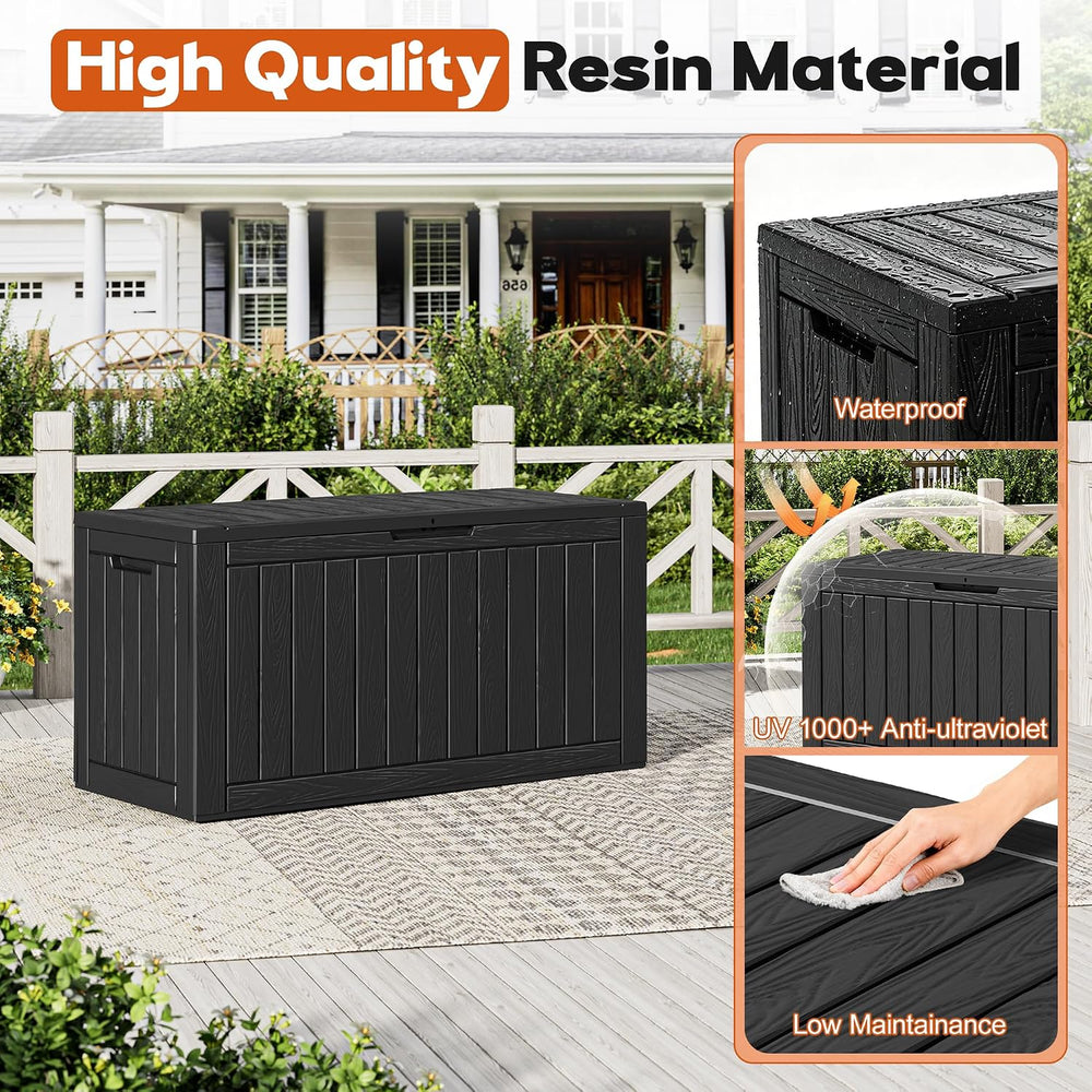 Waterproof Outdoor Storage Box, Resin Patio Organizer,120 Gal,Black