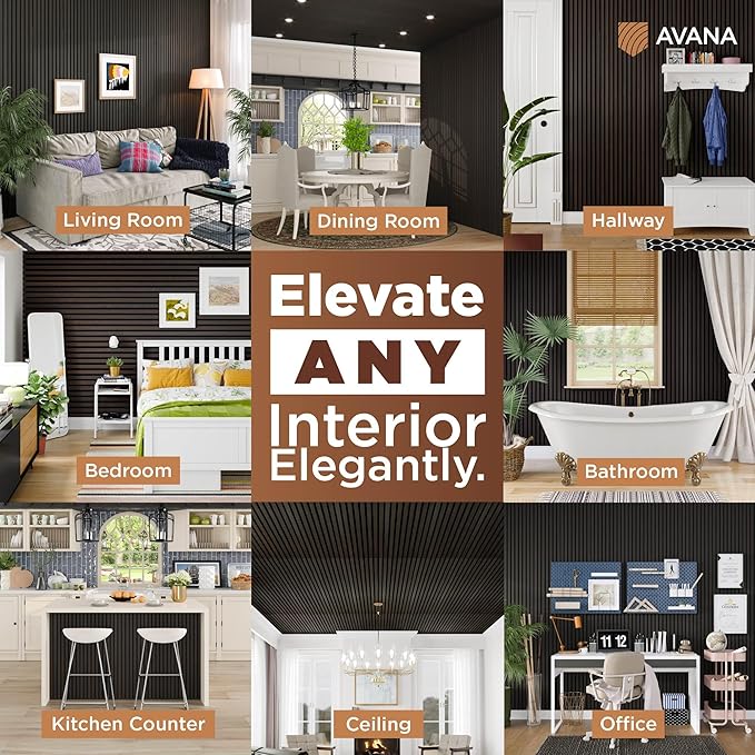 Avana Acoustic Wood Wall Panels – 94.4 X 12.6 Inch Smoke Oak Acoustic Panels ...