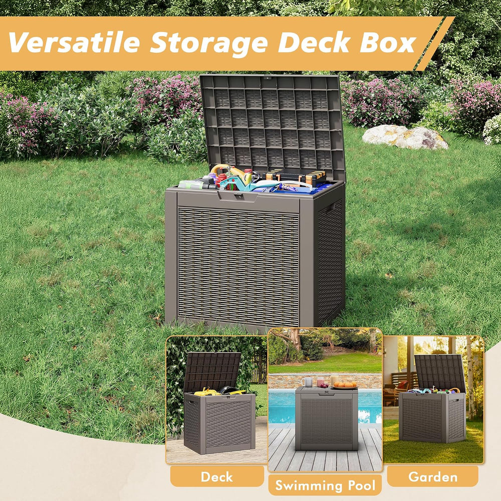 Fancyango 35 Gallon Outdoor Storage Deck Box Waterproof, Grey