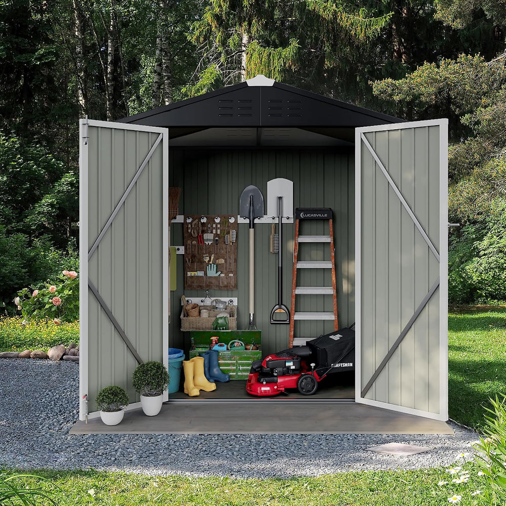 Flamaker 6x4 FT Storage Shed Waterproof Metal Garden Shed with Lockable Door ...