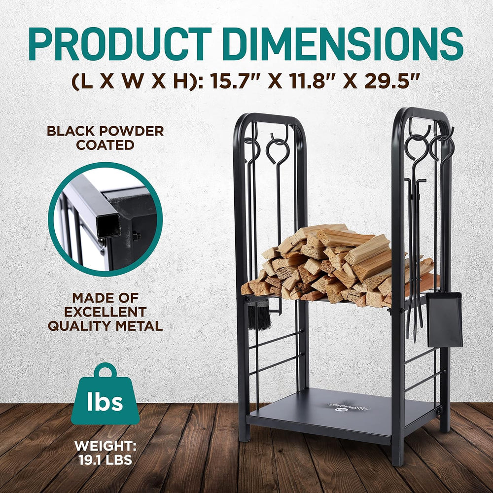SereneLife Firewood Storage Rack - Heavy Duty Wood Stackers Organizer, 220 lb...