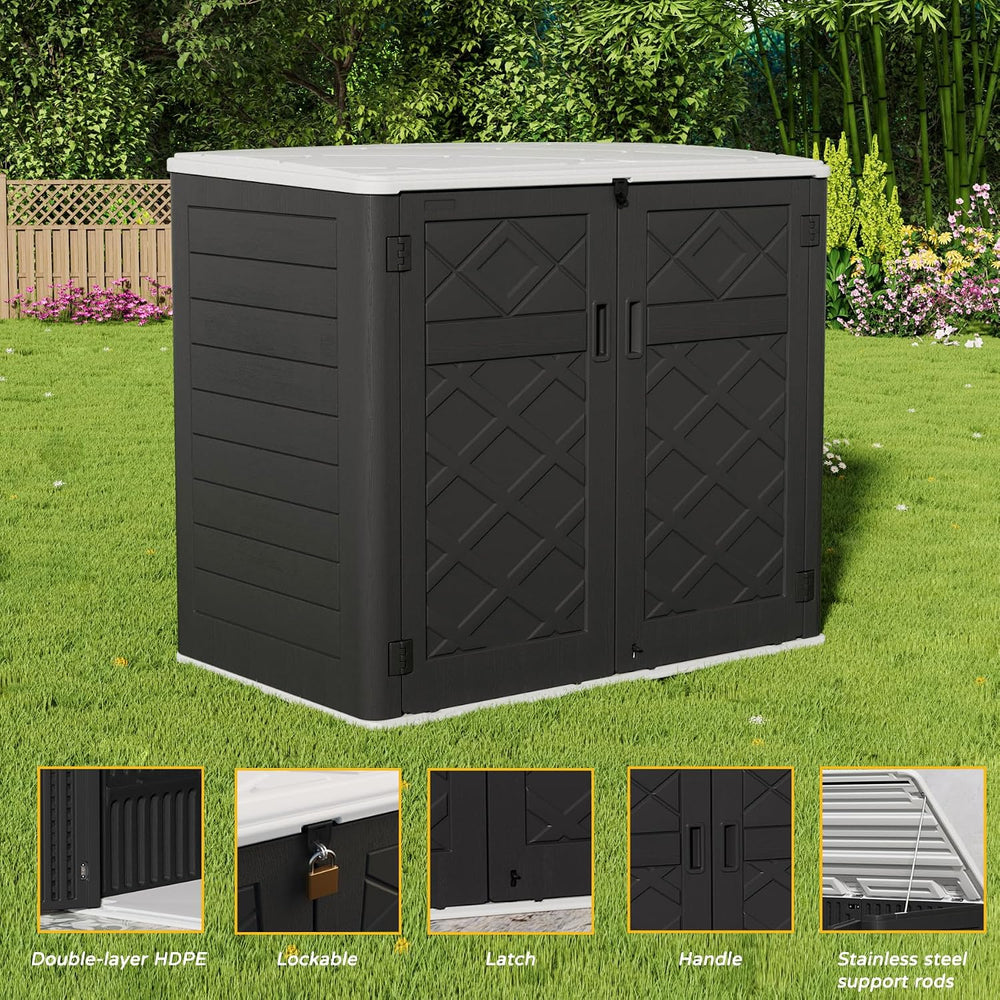 Mrosaa Resin Outdoor Storage Shed, 38 cu.ft Outdoor Storage Box Waterproof fo...