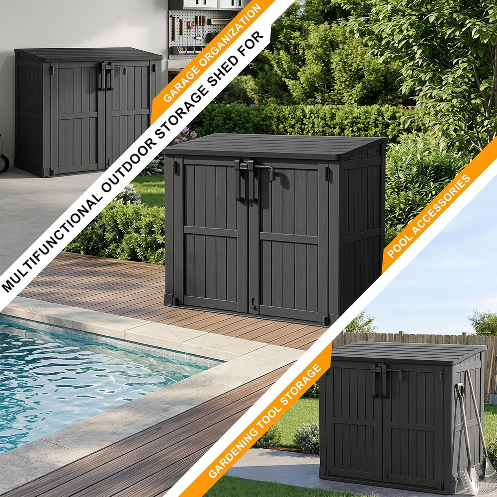 Outdoor Storage Box & Cabinet 36 Cu Ft, Patio Storage Box, Black