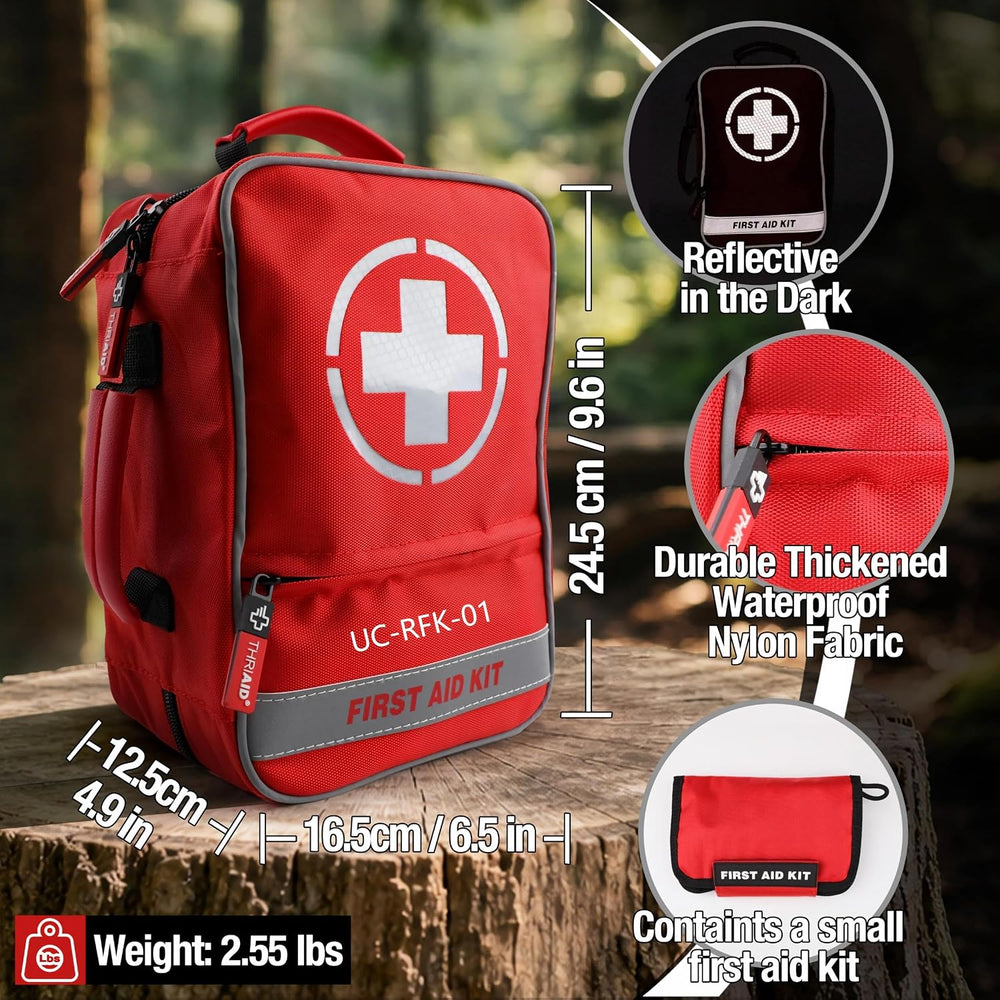 410 PCS First Aid Kit, Double‑Sided Reflective Well‑Organized Waterproof Emer...