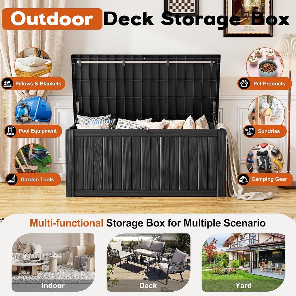 Outdoor Deck Storage Box,Resin Deck Boxes Indoor and outdoor, Waterproof Stor...