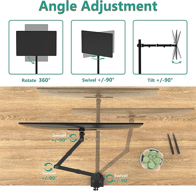 WALI Monitor Arm Mount for Desk, Single Extra Tall Computer Desk Mount