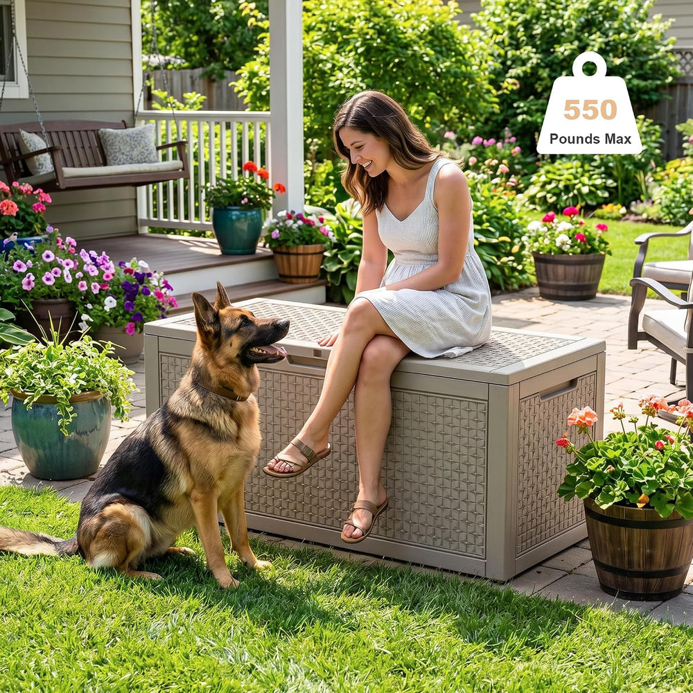 EasyUp 110 Gal Waterproof Outdoor Storage Box UV Resistant Deck Box
