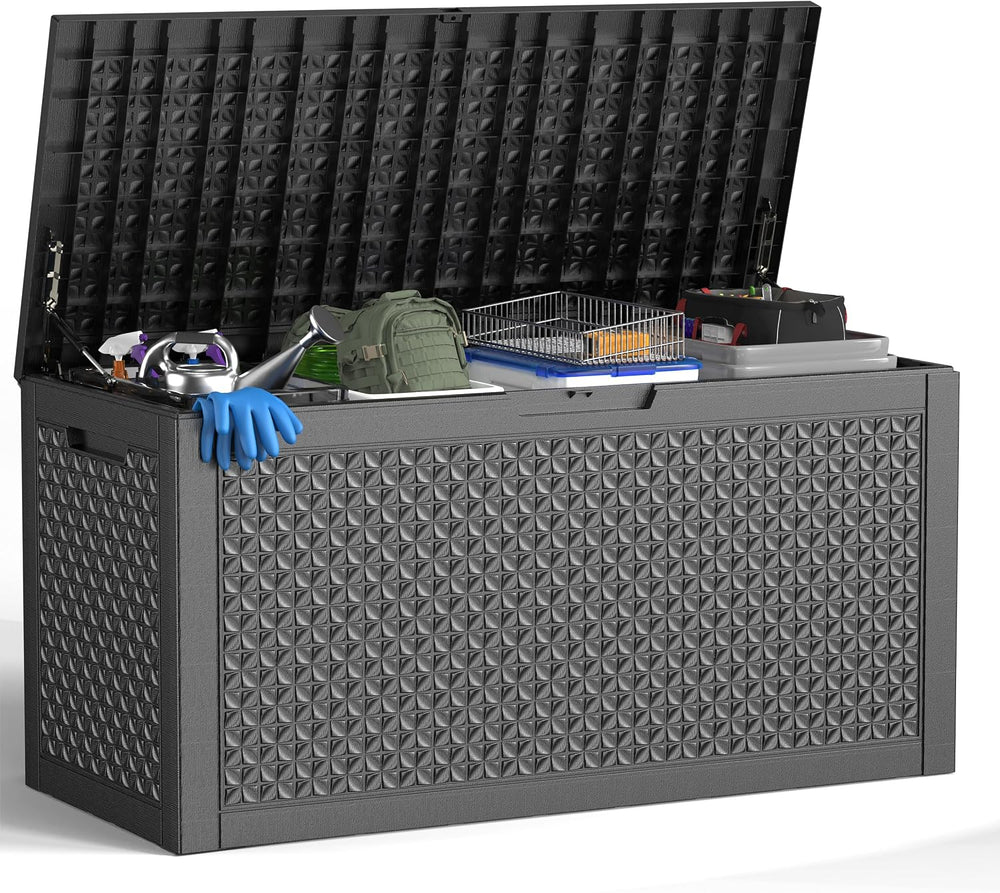 ROJIK Outdoor Storage Housing Deck Box - Waterproof Patio Furniture, Garden T...
