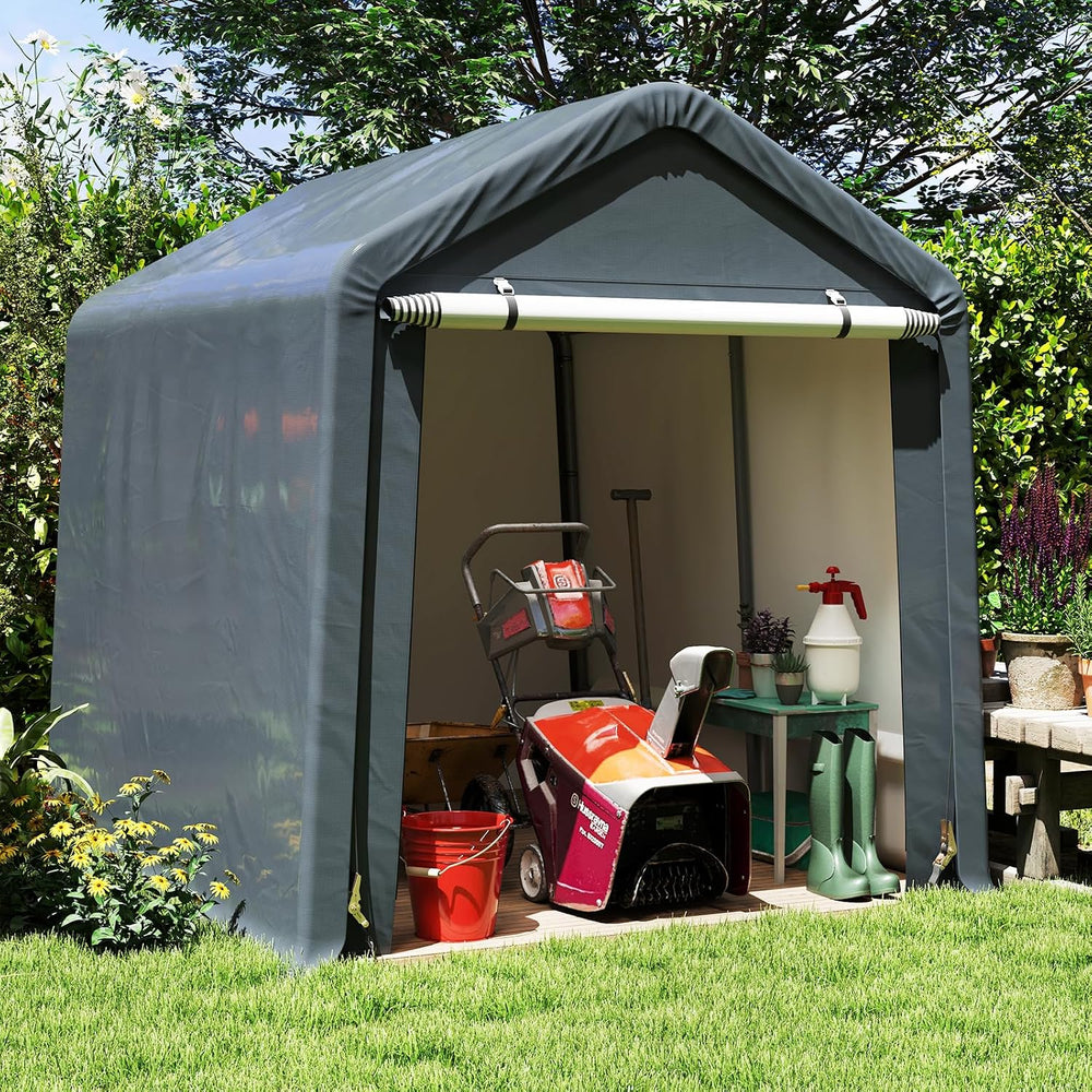 Tangkula 8x6.5Ft Portable Shed, Outdoor Storage Shelter with Waterproof Cover...
