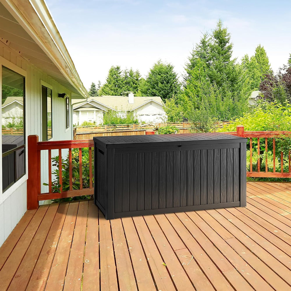 Outdoor Storage Box, 270 Gallon Waterproof Deck Box, Super-Sized Gas-Spring R...