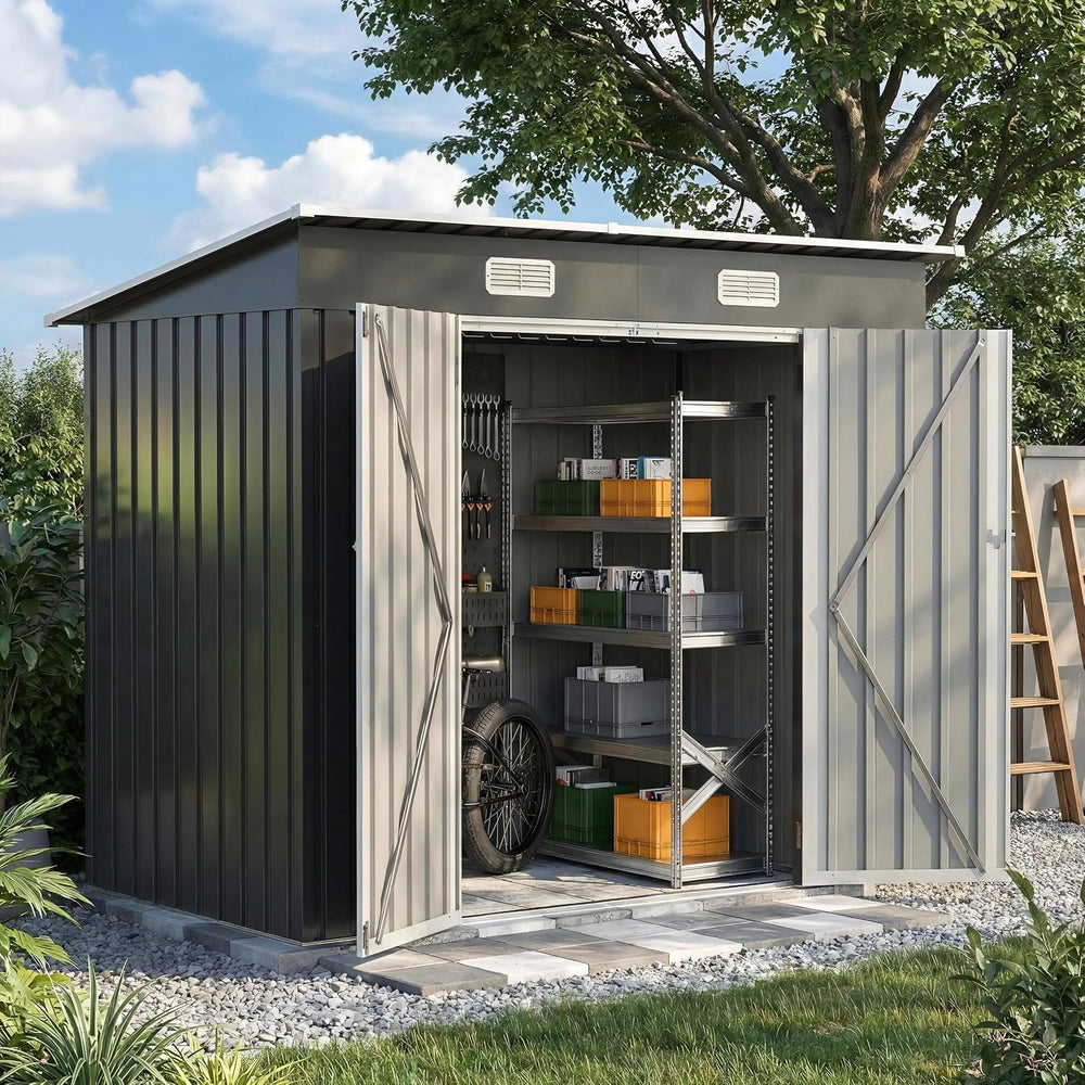 UDPATIO Storage Shed, 8X4 FT Metal Sheds & Outdoor Storage with Sloping R...