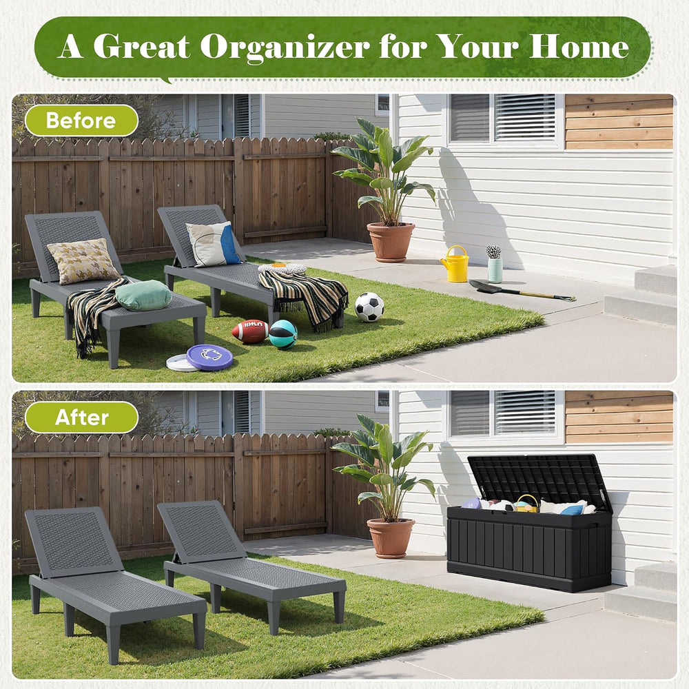 Flamaker Outdoor Storage Box 80 Gallon Resin Waterproof Deck Box
