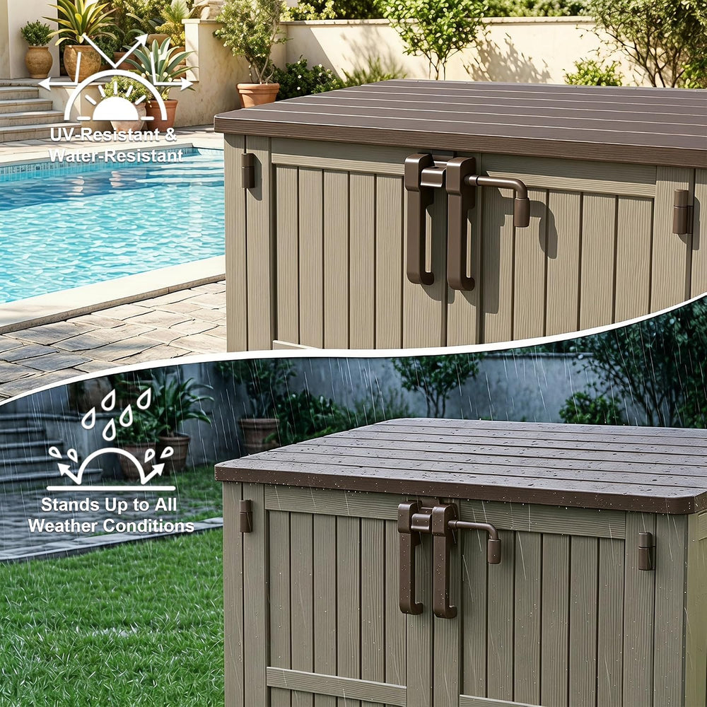 Outdoor Storage Box & Cabinet 36 Cu Ft, Patio Storage Box, Brown