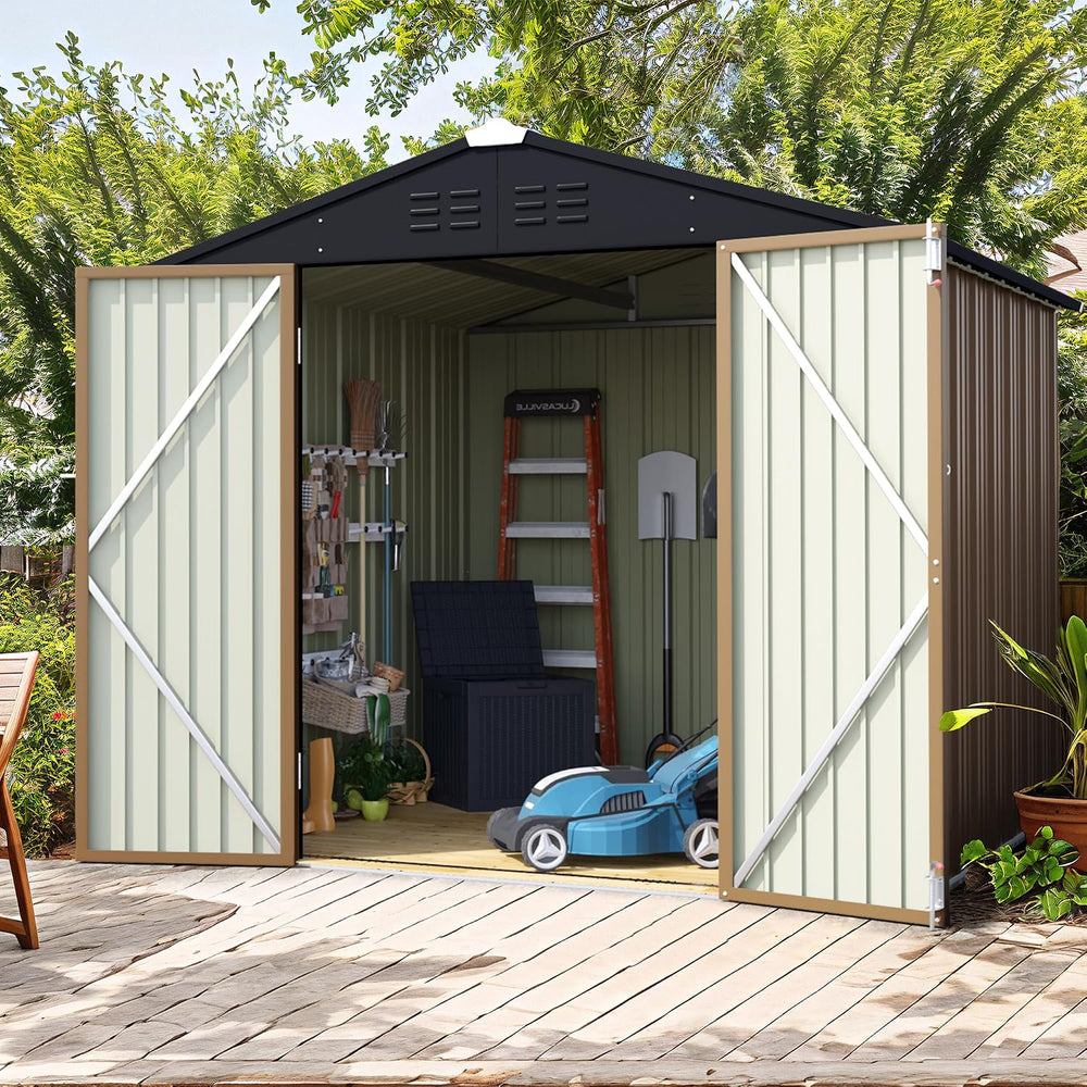 Flamaker 6x8 FT Storage Shed Waterproof Metal Garden Shed with Lockable Door ...