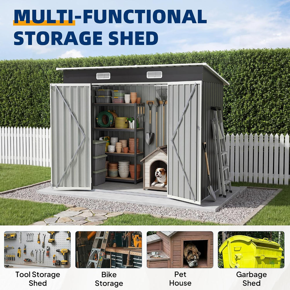 UDPATIO Storage Shed, 8X4 FT Metal Sheds & Outdoor Storage with Sloping R...
