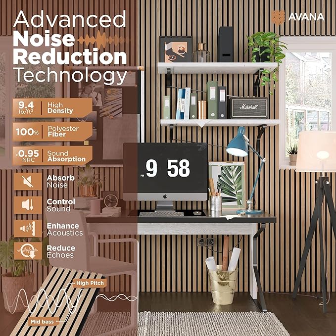 Avana Acoustic Wood Wall Panels – 94.4 X 12.6 Inch White Oak Acoustic Panels ...