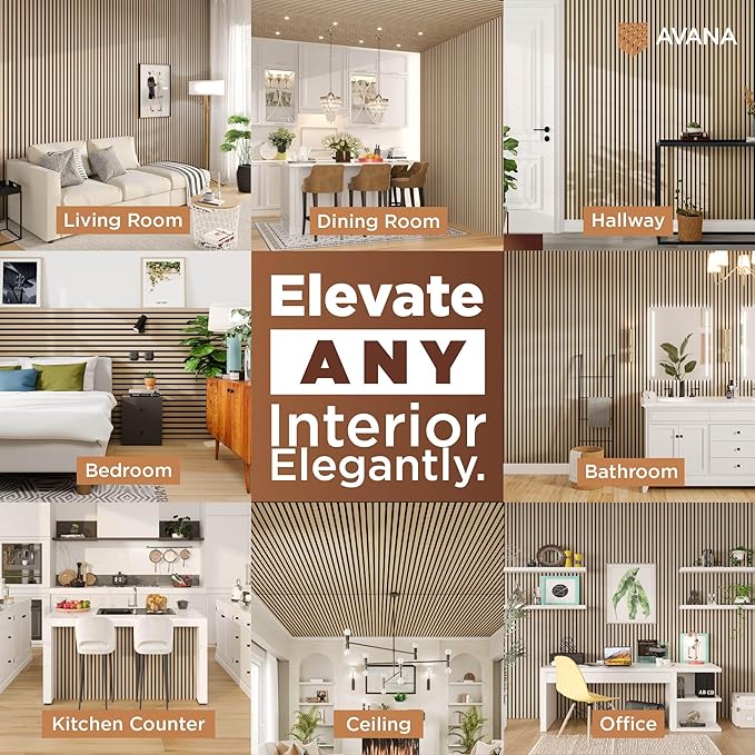 Avana Acoustic Wood Wall Panels – 94.4 x 12.6 Inch White Oak Acoustic Panels ...