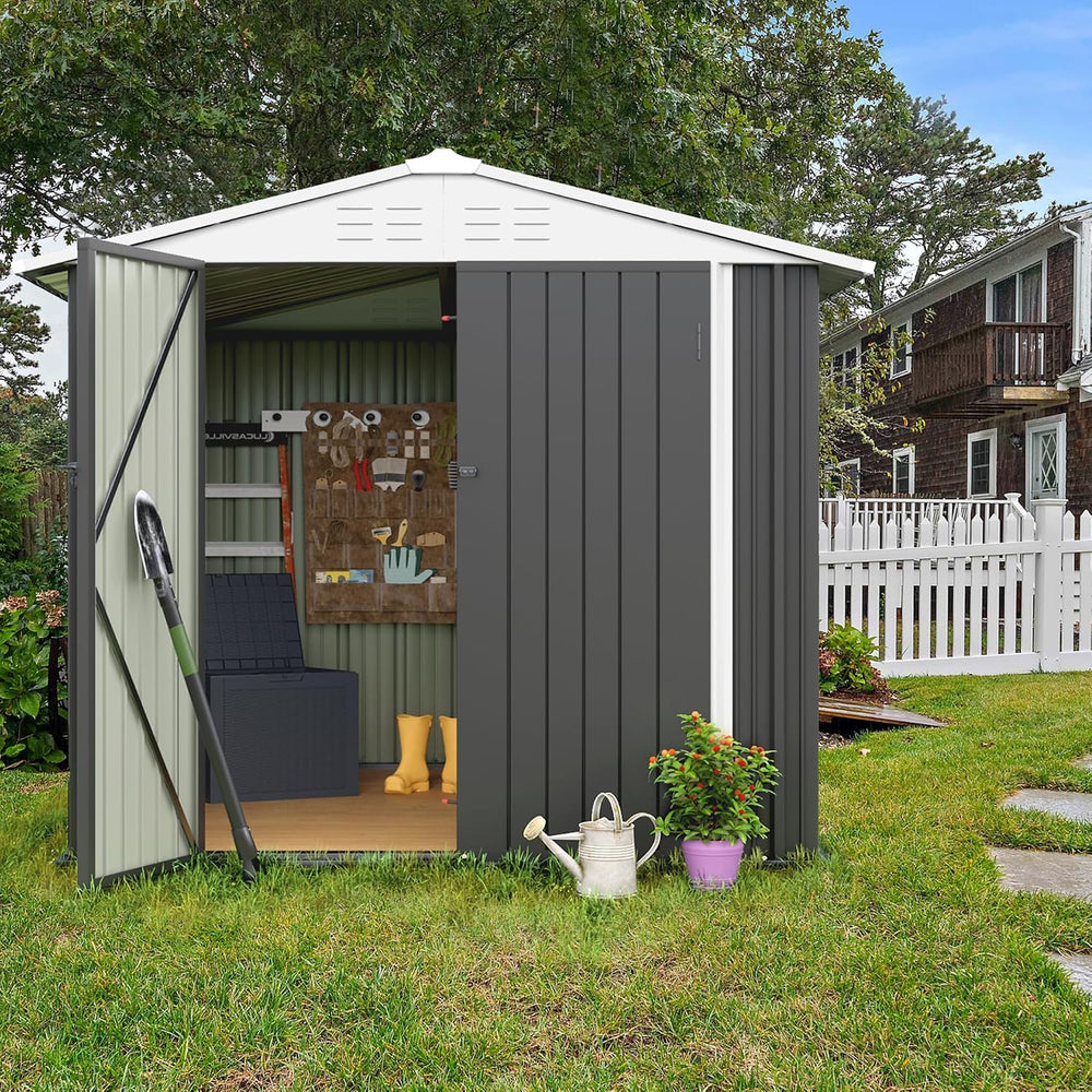 Flamaker 6x8 FT Storage Shed Waterproof Metal Garden Shed with Lockable Door ...