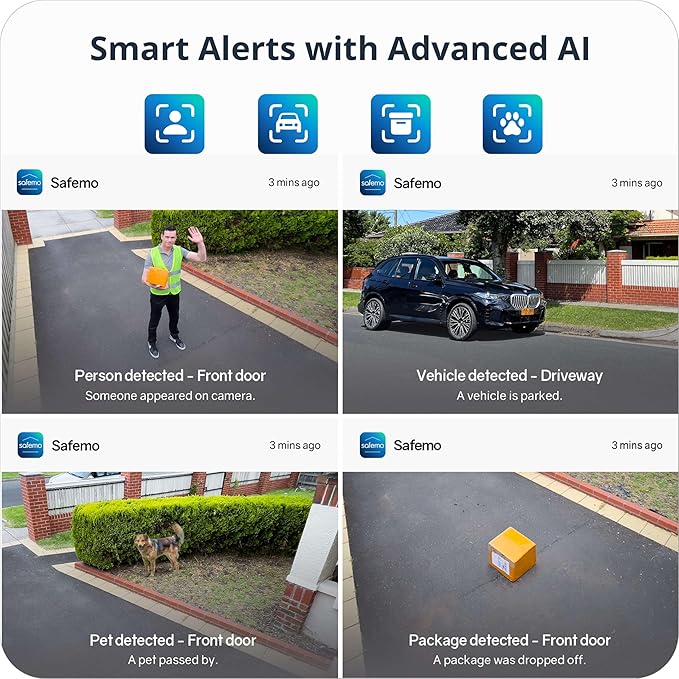 Safemo 4K Security Cameras Wireless Outdoor/Indoor, Battery Cameras