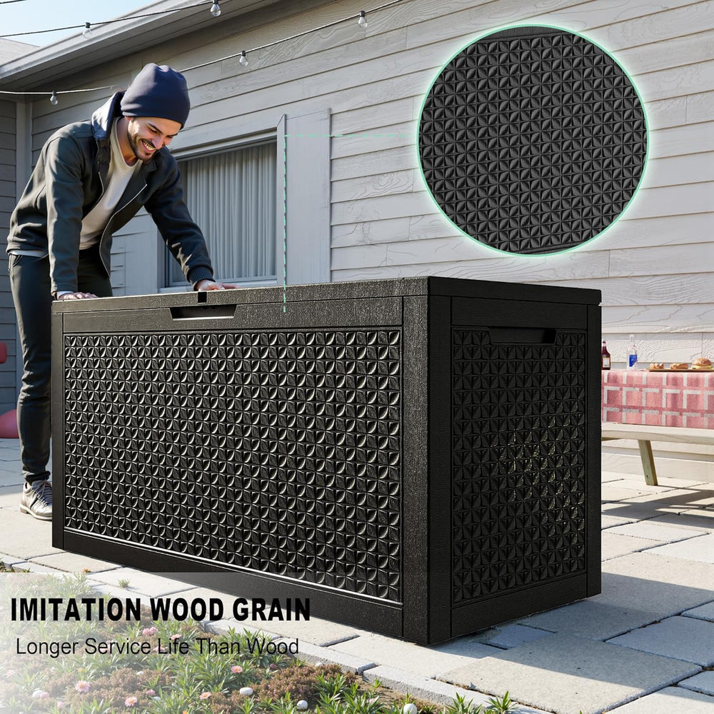 ROJIK Outdoor Storage Housing Deck Box - Waterproof Patio Furniture, Garden T...