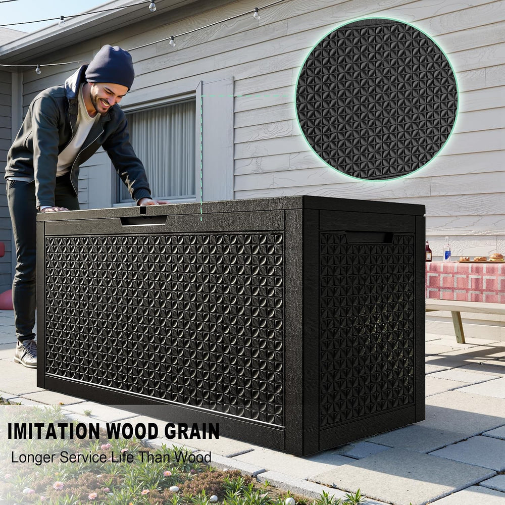 ROJIK 110 Gallon Deck Box Outdoor, Waterproof Outdoor Storage Boxes with Lids...