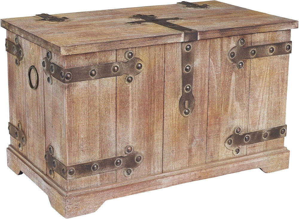 Household Essentials Victorian Style Decorative Trunk in Chinese Fir Wood wit...