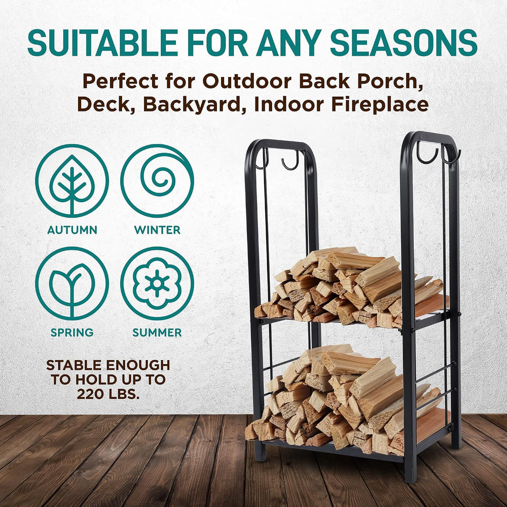 SereneLife Firewood Storage Rack - Heavy Duty Wood Stackers Organizer, 220 lb...
