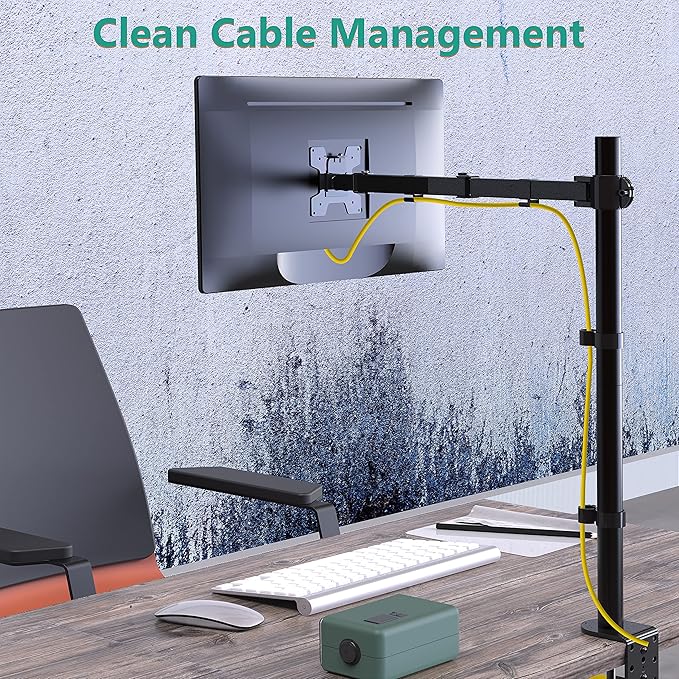 WALI Monitor Arm Mount for Desk, Single Extra Tall Computer Desk Mount