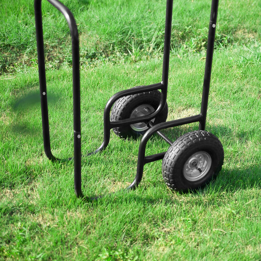Firewood Carrier – Rolling Storage Cart for Logs with 2 Wheels and Heavy-Duty...