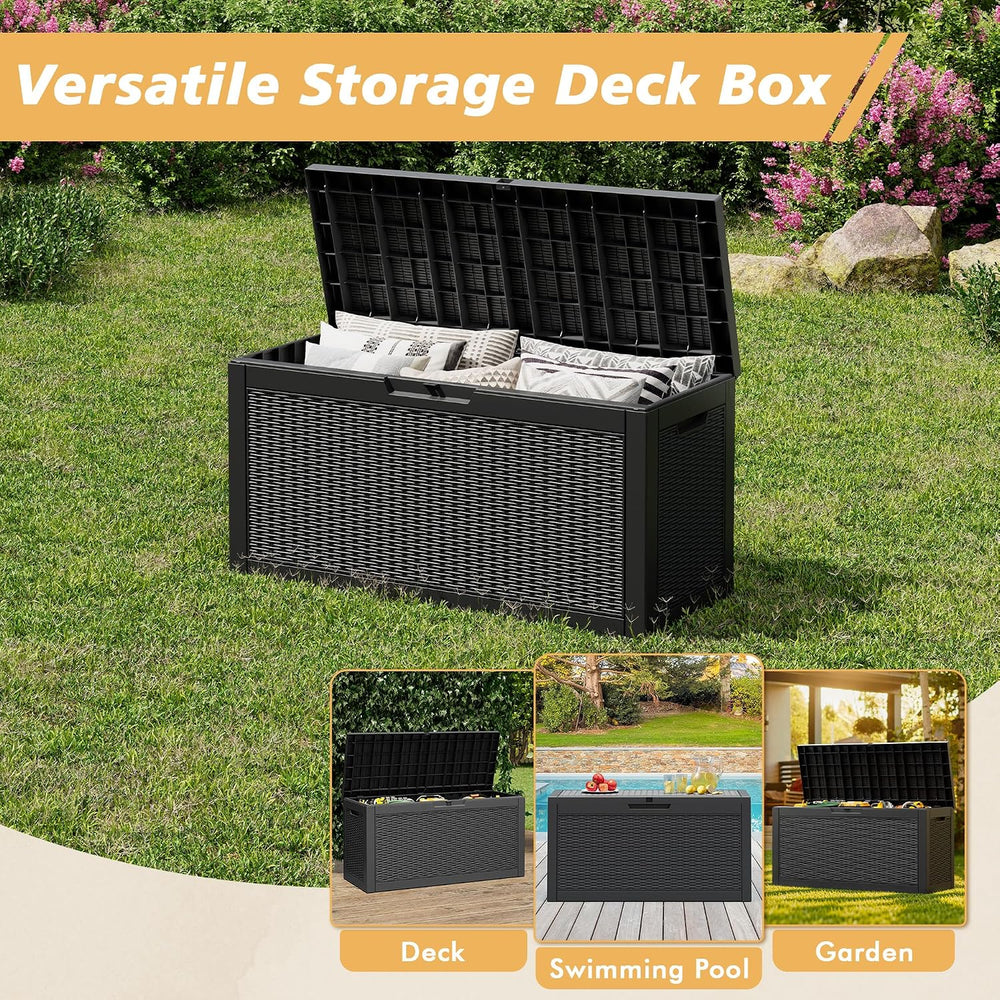 Fancyango 60 Gallon Outdoor Storage Deck Box Waterproof, Black