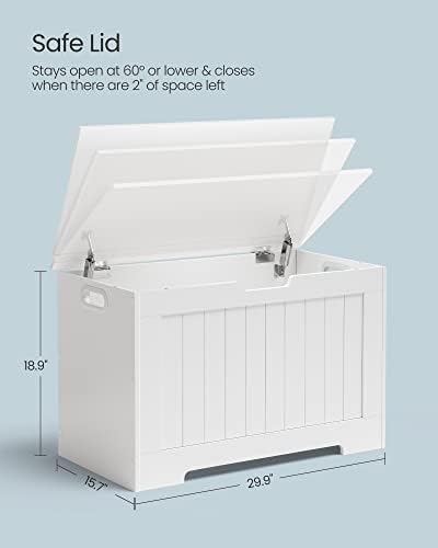 VASAGLE Storage Chest, 29.9 Inches Width Bench with 2 Safety Hinges