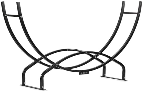 Ash & Ember 8 ft Crescent Firewood Rack, Curved Two-Level Design, Square ...