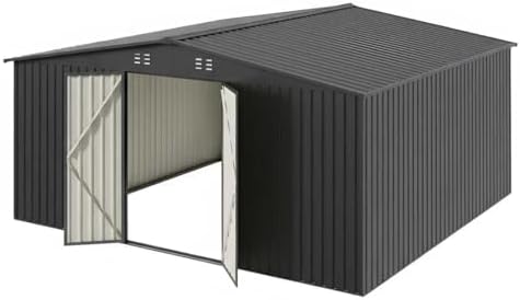 PABIMIA14X12 FT Outdoor Metal Storage Shed, Waterproof Storage Shed with Lock...