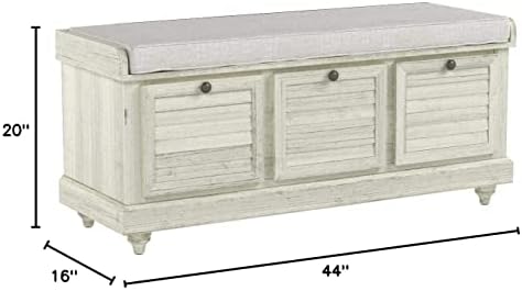 OSP Home Furnishings Dover Coastal Lift-Top Storage Bench with Shutter Face S...
