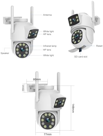 EVERSECU Dual Lens Linkage 6MP WiFi PTZ Security Camera Outdoor, 360° View, A...